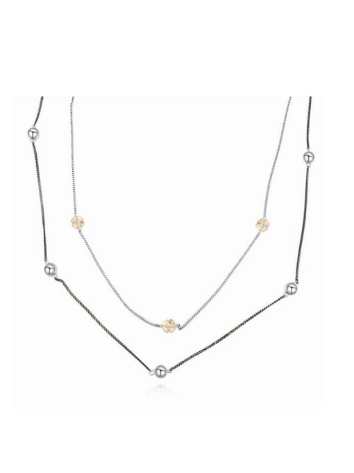 QIANZI Simple Little austrian Crystals Double Layer Alloy Necklace 1