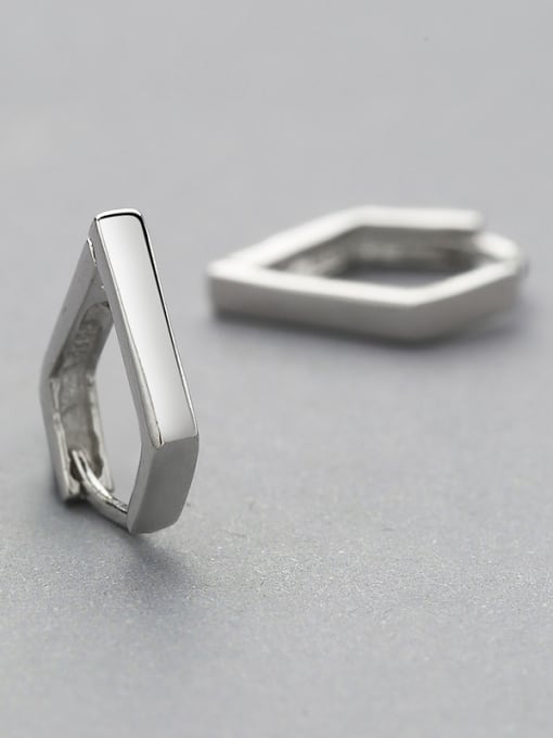 One Silver Women Geometric Shaped Clip stud Earring 1