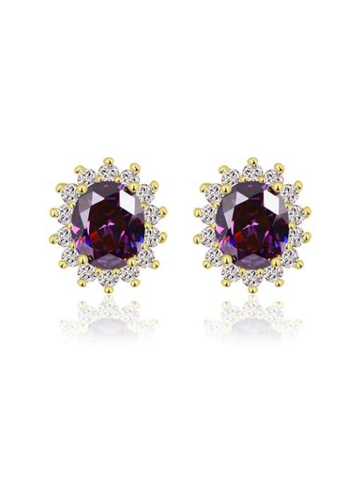 XP Copper Alloy 18K Gold Plated Fashion Multi-color Zircon stud Earring 0