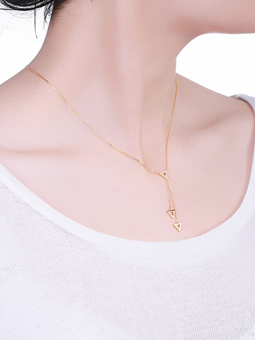 One Silver Gold Plated Triangle Necklace 1