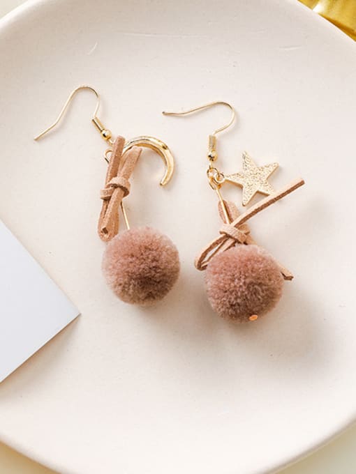 Girlhood Alloy With Rose Gold Plated Cute Round  HairballHook Earrings 1
