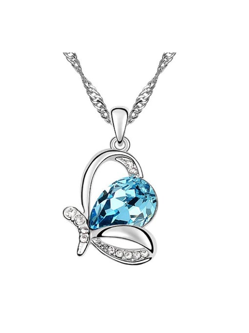 light blue Chanz using austrian Elements Crystal Necklace female Butterfly Crystal Pendant and trend