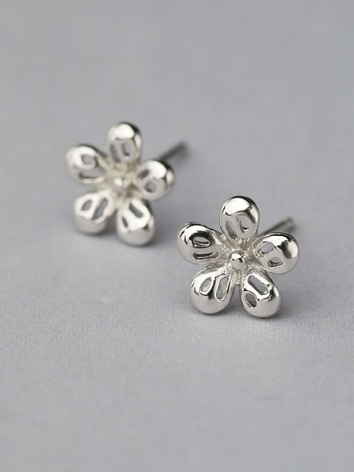 One Silver Women Trendy Flower-shaped cuff earring 0