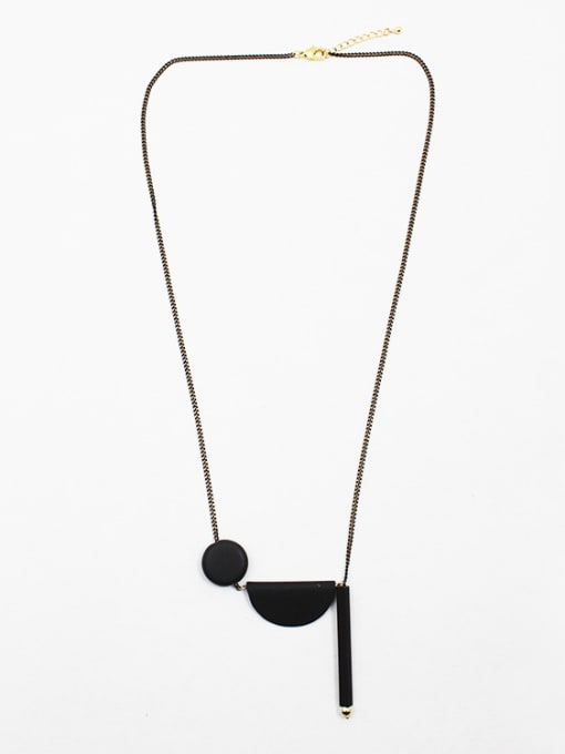 Black All-match Adjustable Eraser Beads Sweater Necklace