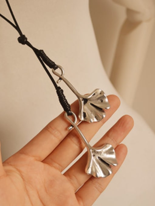 Dandelion Antique Silver Plated Leaf Shaped Necklace 1
