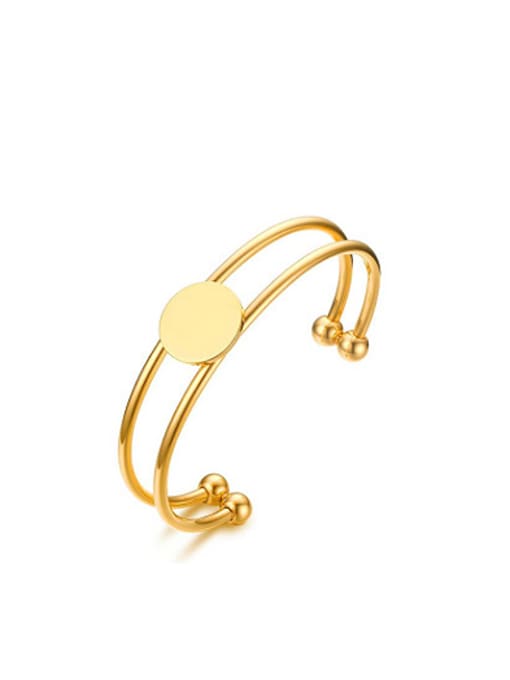 CONG Fashion Open Design Gold Plated Round Shaped Titanium Bangle 0