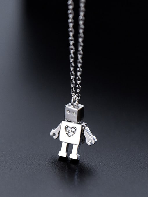 Rosh 925 Sterling Silver With Silver Plated Personality robot Necklaces 2