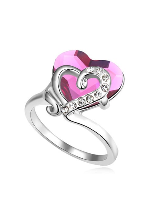 pink Fashion Heart Swaroski Crystal Alloy Ring