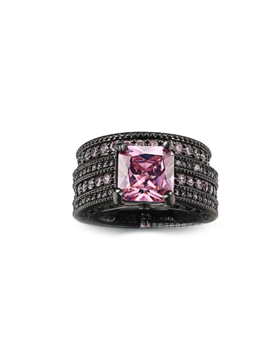 ZK Selling Jewelry Exquisite Pink Zircons Black Ring 0