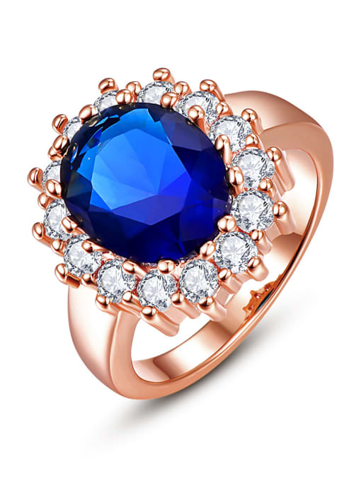 Rose gold,blue Women 18K Gold Zircon Engagement Ring
