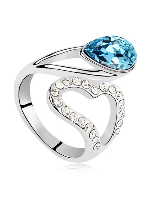 light blue Fashion Cubic Water Drop austrian Crystals Alloy Ring