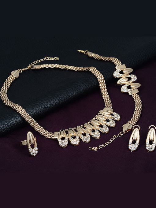 BESTIE Alloy Imitation-gold Plated Vintage style CZ Four Pieces Jewelry Set 1