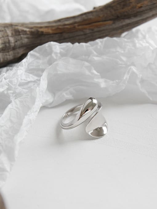 DAKA 925 Sterling Silver With Platinum Plated Simplistic Water Drop Rings