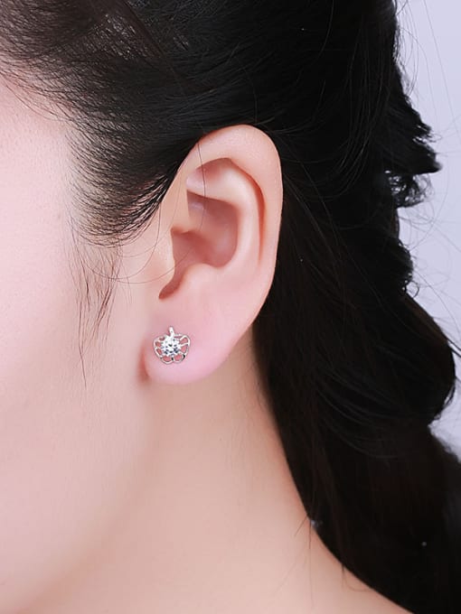 One Silver Women Fresh Apple Zircon cuff earring 1