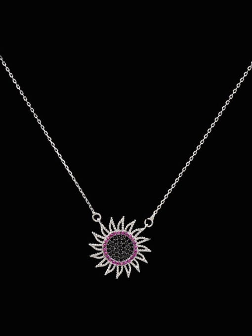 Purple + Black Sun Shaped Copper Necklace