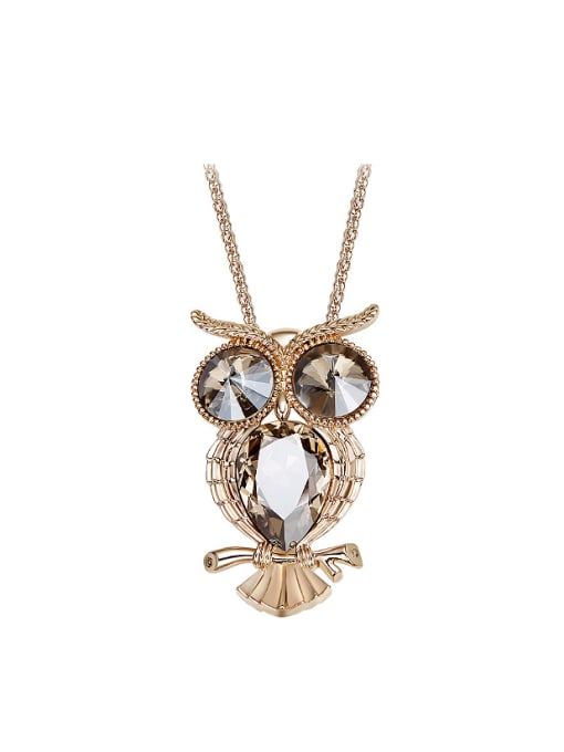 gold Fashion austrian Crystals Owl Sweater Chain