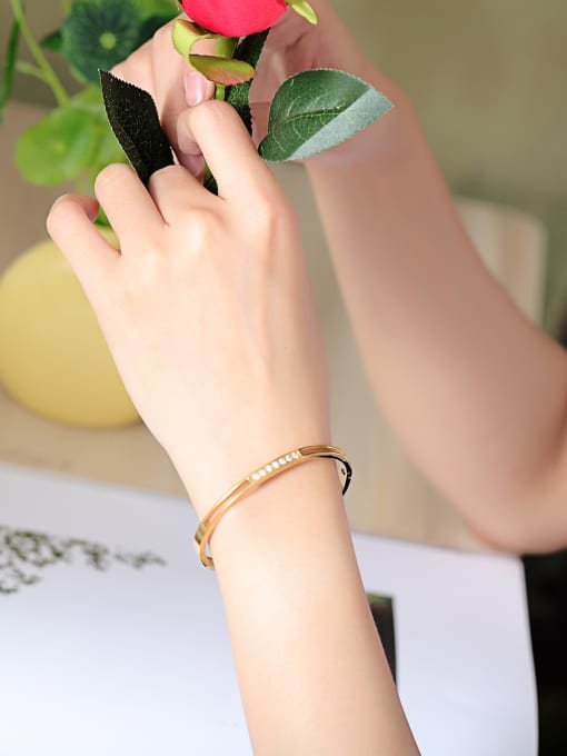 Open Sky Stainless Steel With Rose Gold Plated Simplistic Geometric Bangles 1