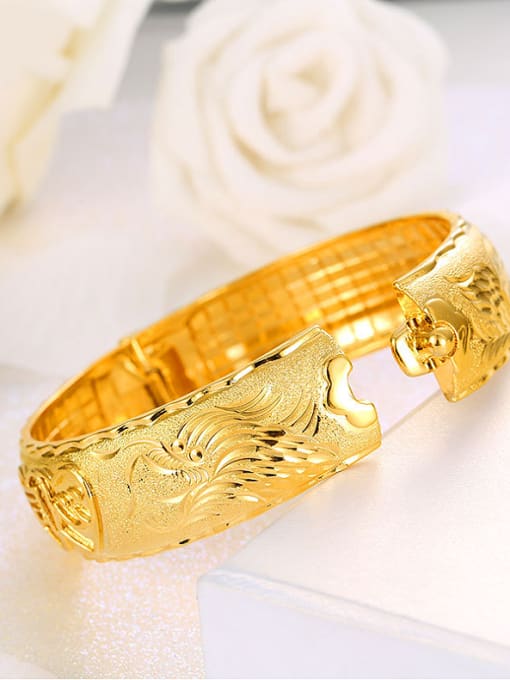 XP Copper Alloy 23K Gold Plated Ethnic style Dragon and Phoenix Bangle 2