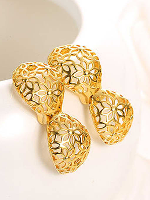 XP Copper Alloy 24K Gold Plated Ethnic style Hollow Clip clip on earring 2