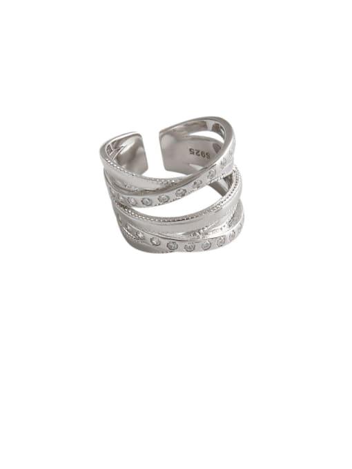 DAKA 925 Sterling Silver With Platinum Plated Fashion Irregular Free Size Rings