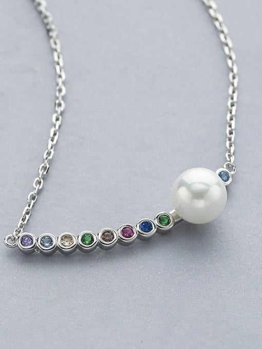 One Silver Colorful Zircon Pearl Necklace 2