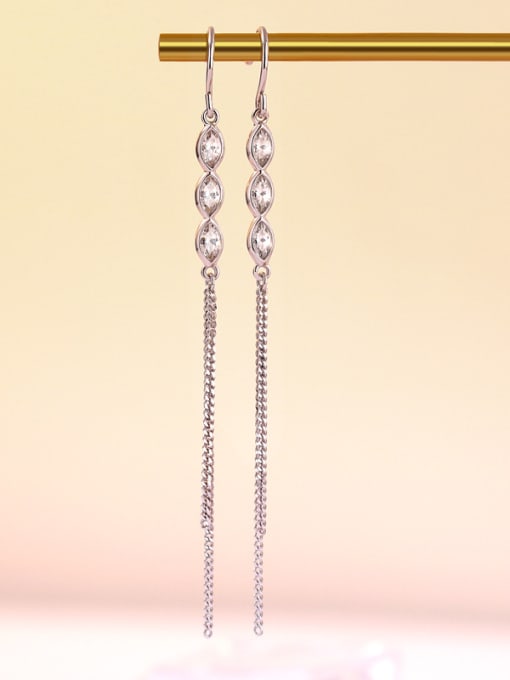 Dan 925 Sterling Silver With Cubic Zirconia Trendy  Flow comb Drop Earrings 3