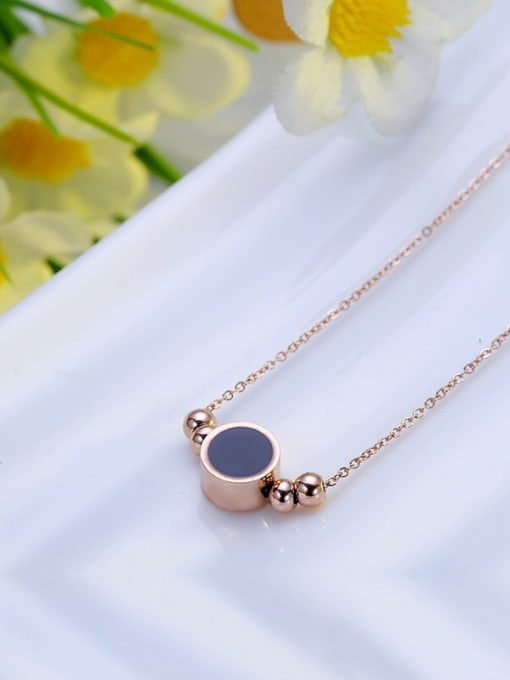 Rose Gold Small  Obsidian Pendant Clavicle Necklace