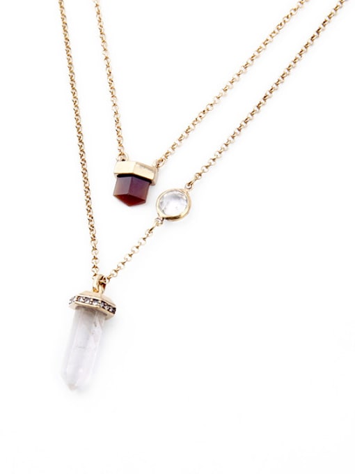 KM Multi-layer Bullet-shaped Stone Alloy Necklace 1