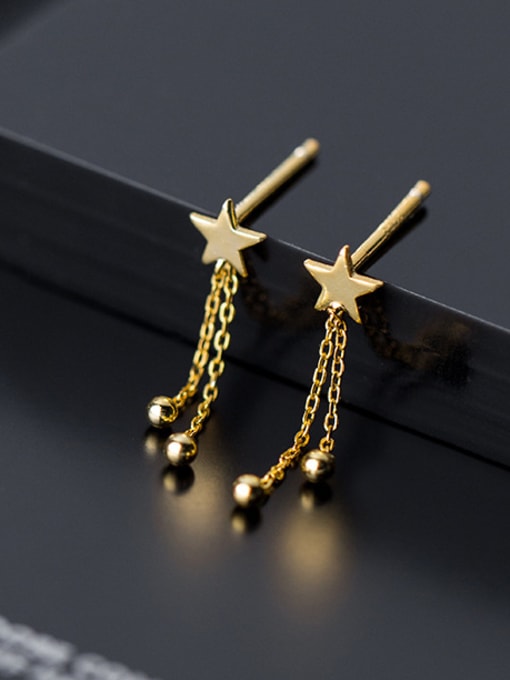 Rosh 925 Sterling Silver With 18k Gold Plated Trendy Star Drop Earrings