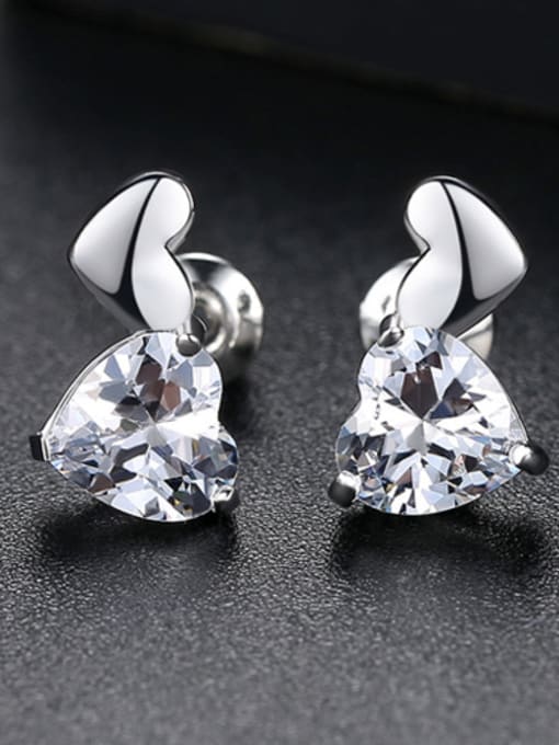 Platinum Copper inlay AAA zircon simple love earrings