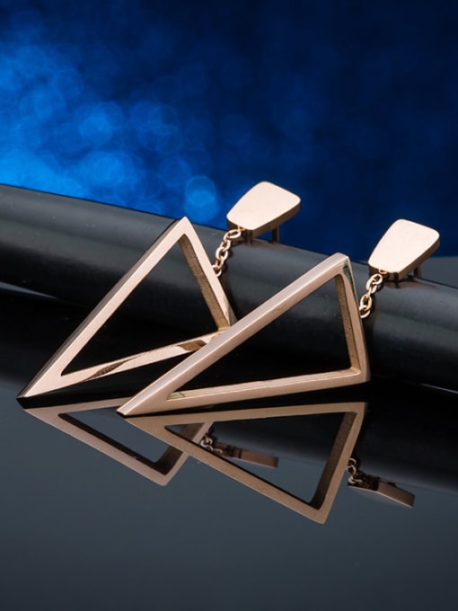 OUXI Titanium 18K Rose Gold Triangle Shaped drop Earring 0