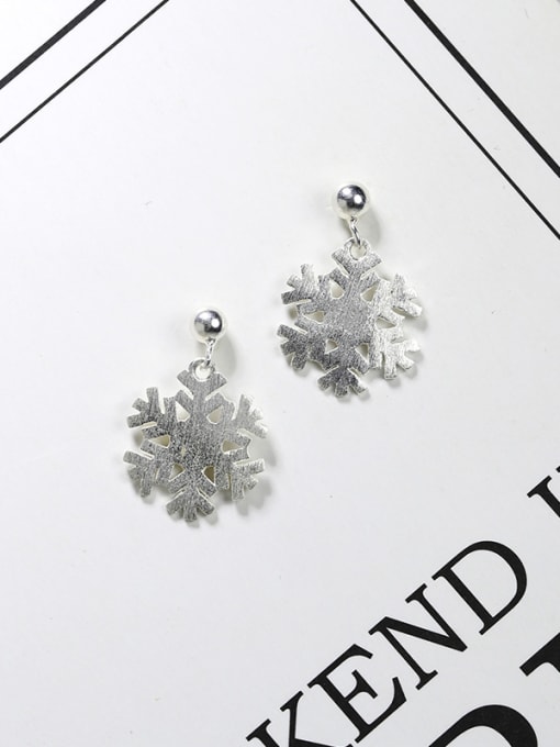 Peng Yuan Simple Snowflake 925 Silver Stud Earrings 0