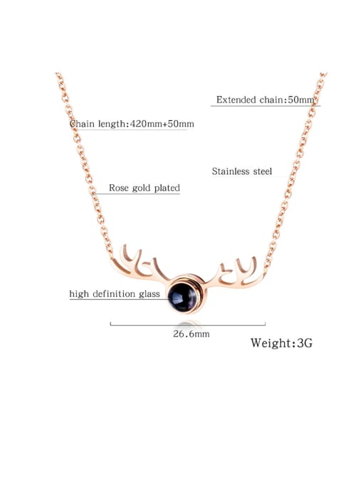 Open Sky Titanium With Rose Gold Plated Simplistic AnimalAntlers Necklaces 1