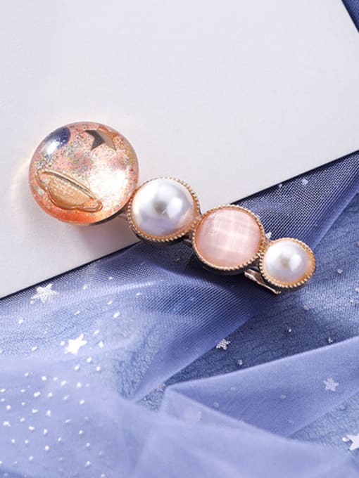 A Pink Alloy With Rose Gold Plated Fashion Round Barrettes & Clips