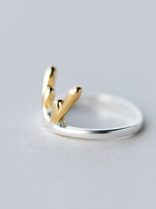 Rosh Christmas jewelry:  Sterling Silver Gold Antlers free size Ring 1