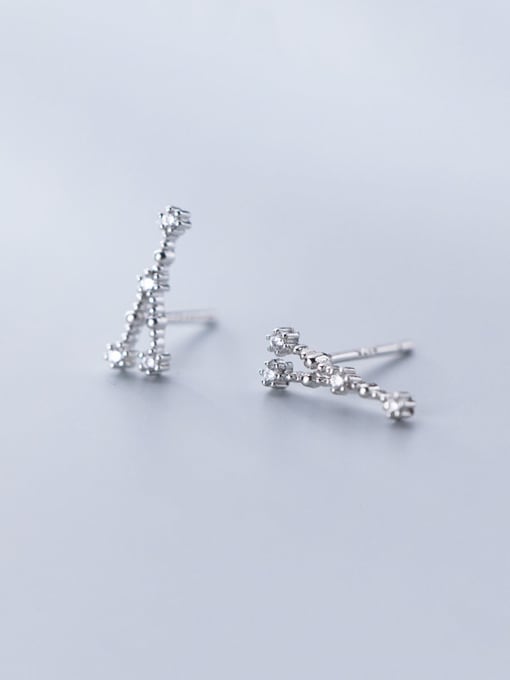 Cancer 925 Sterling Silver With Cubic Zirconia Simplistic Constellation Stud Earrings