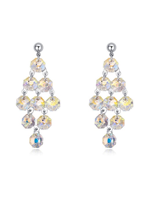 white Exaggerated Cubic austrian Crystals Alloy Drop Earrings
