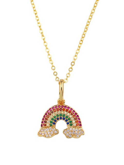 Nkp32 rainbow Necklace Gold Copper With Cubic Zirconia Fashion Moon/Rainbow Necklaces