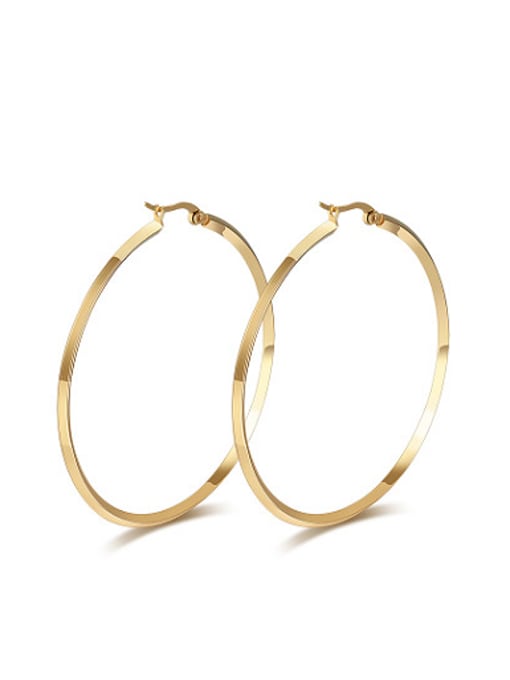 CONG Fashio Round Shaped Gold Plated Titanium Drop Earrings 0