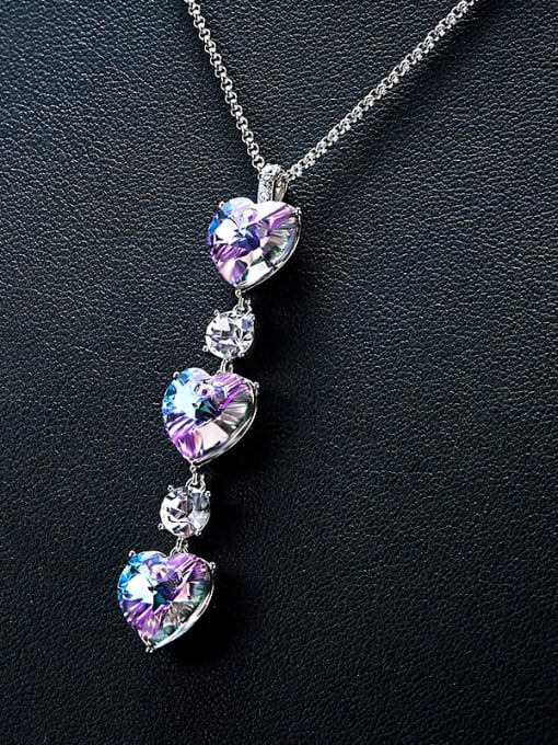 CEIDAI Heart-shaped Purple Crystal Necklace 2