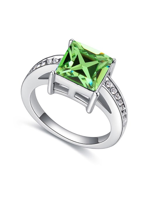 green Simple Square austrian Crystal Alloy Ring