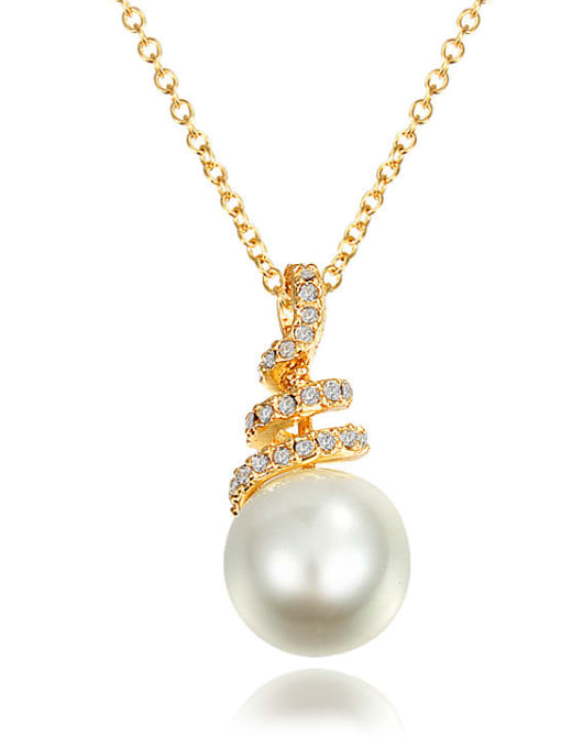 SANTIAGO Elegant 18K Gold Plated Artificial Pearl Necklace 0