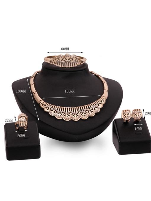 BESTIE 2018 Alloy Imitation-gold Plated Vintage style Rhinestones Hollow Four Pieces Jewelry Set 2