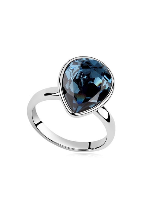 royal blue Simple Water Drop austrian Crystal Alloy Ring