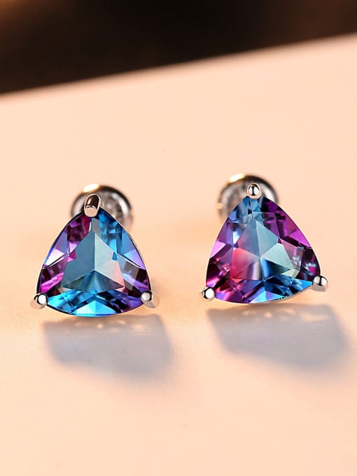 CCUI Sterling silver Rainbow semi-precious stones Triangle earring 0