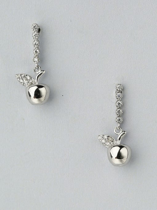 One Silver 925 Silver Apple Drop Earrings 0