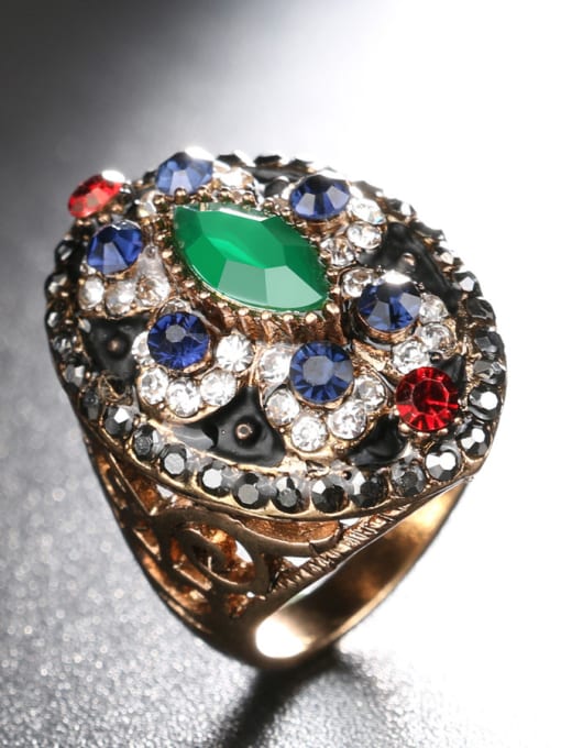 Gujin Retro Exaggerated style Resin stones Cubic Crystals Ring 2