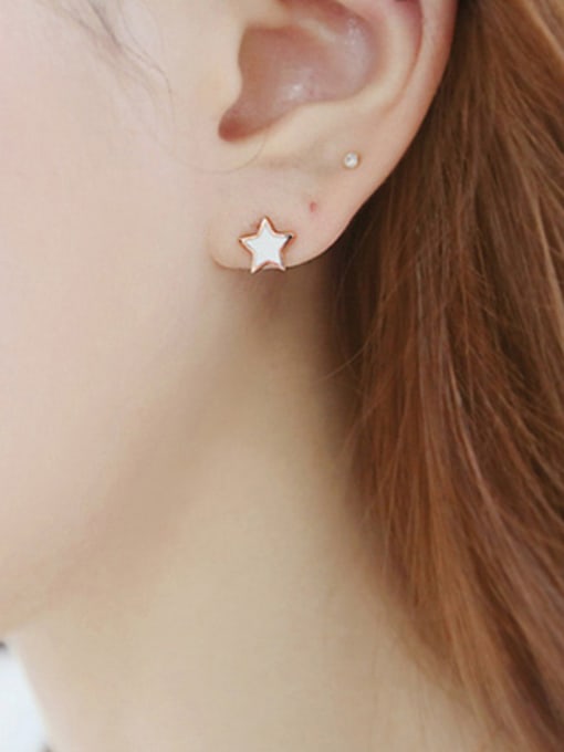 DAKA Simple Little Star Tiny Zirconias Black Glue Silver Stud Earrings 1