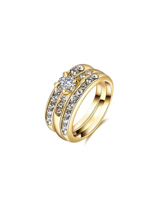 Ronaldo Delicate Three Layer Design Crystal Ring 0