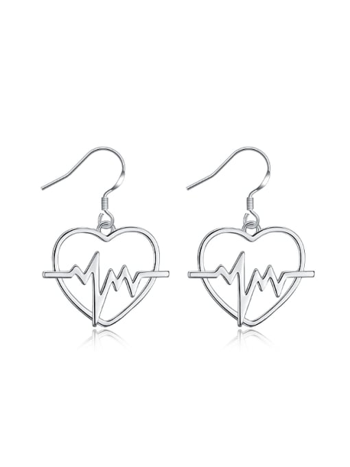 platinum Simple Hollow Heart shaped Copper Earrings